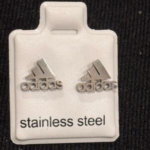 Fashion Jewelry Silver Stainless Steel Adidas Logo Studs .25 inch